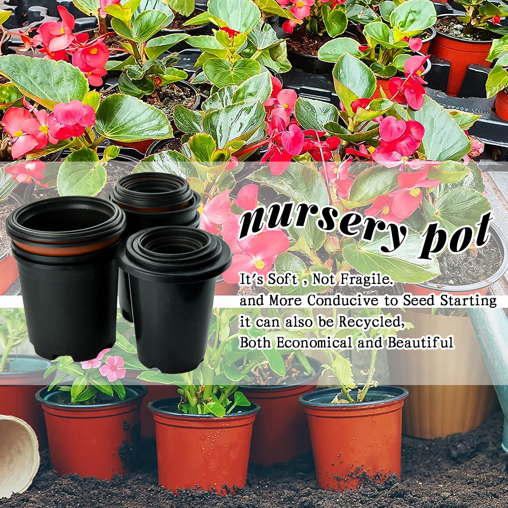 Seed Durable Hard Plastic Nursery Pot 1-5 Garden Products with Drainage Holes
